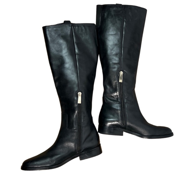 Ivanka Trump black leather English style fashion knee high flat riding boots 6M - Picture 3 of 8